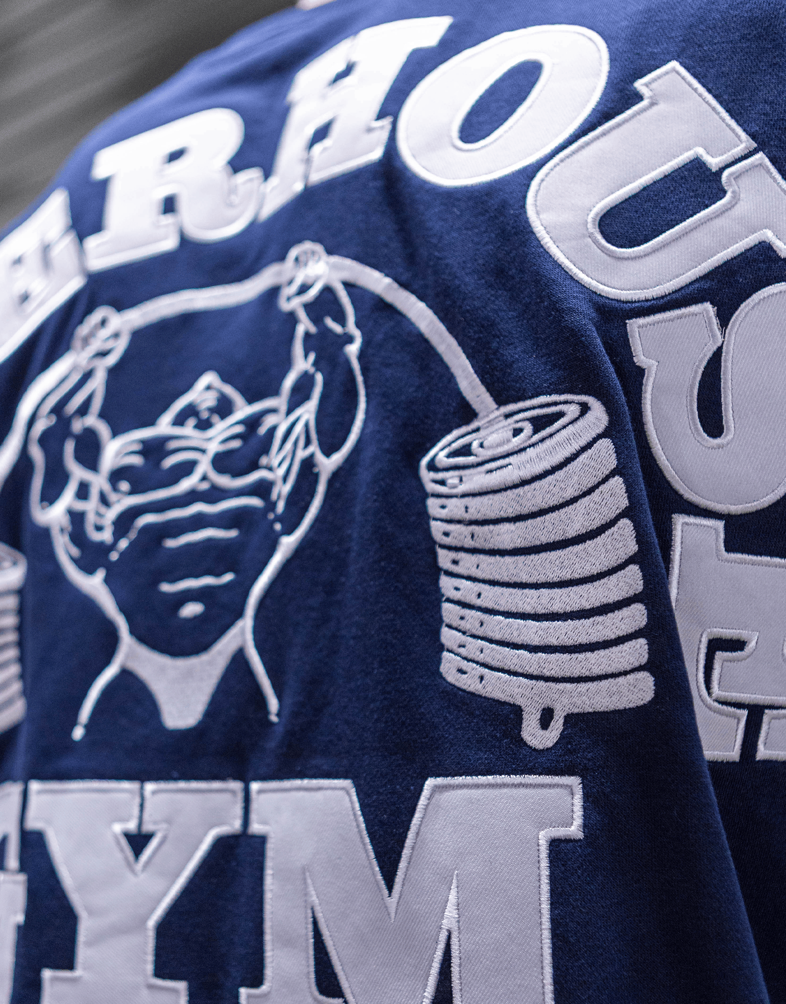 Powerhouse Gym Pro Shop Iron Grip Varsity Tee - Navy/White