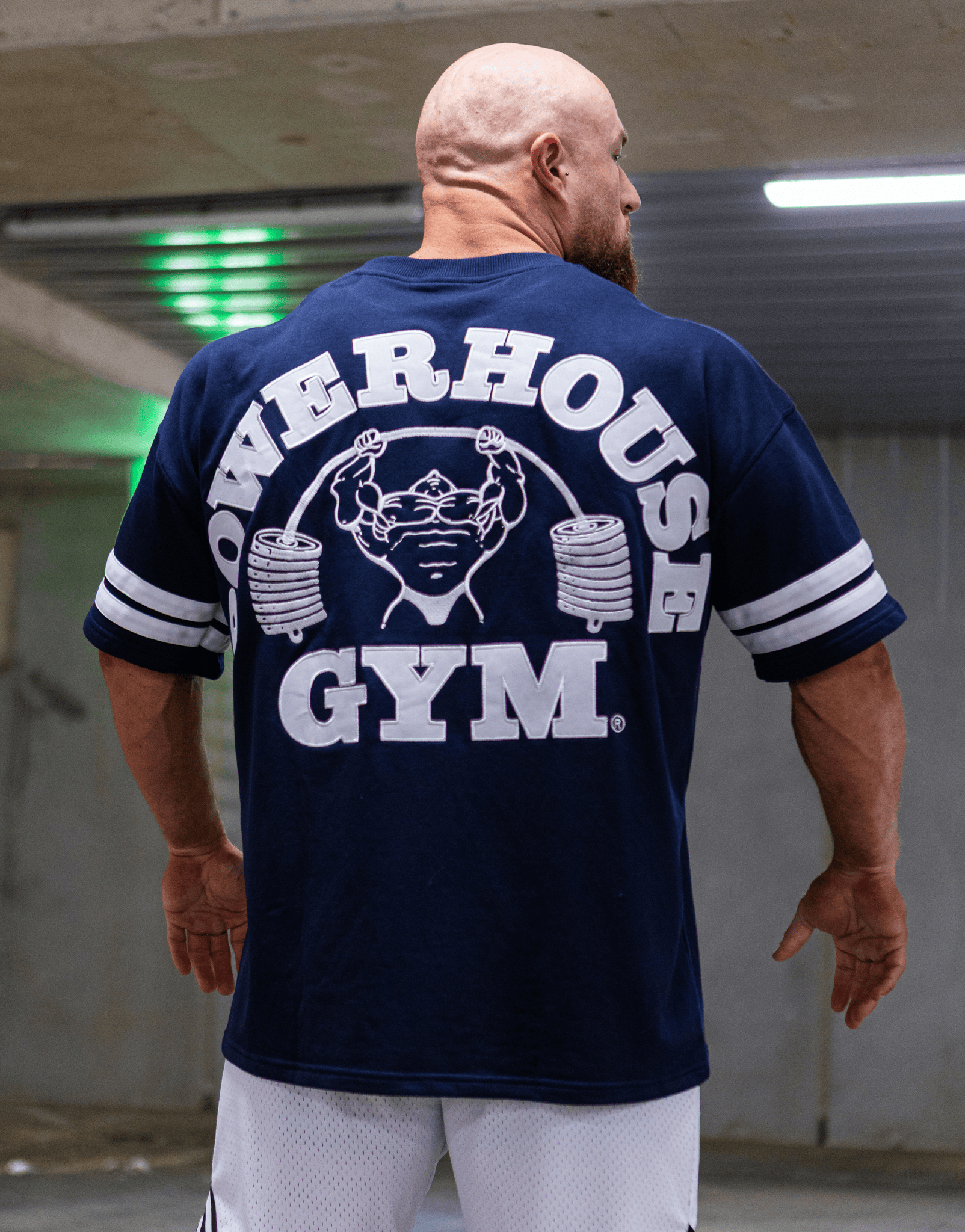 Powerhouse Gym Pro Shop Iron Grip Varsity Tee - Navy/White