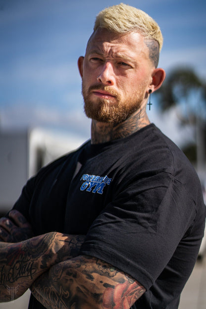 Powerhouse Gym Pro Shop Oversized Legend T-Shirt- Black/Blue