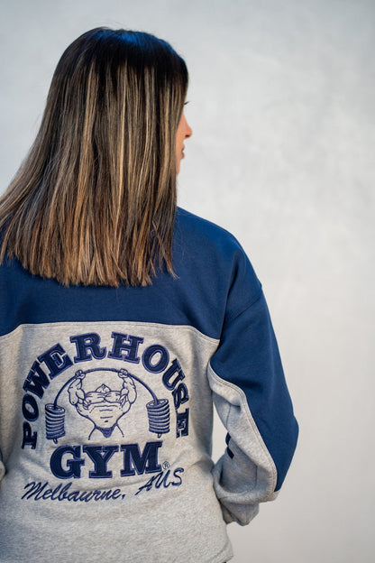 Powerhouse Gym Pro Shop Quarter Zip Jumper Navy Blue/Grey