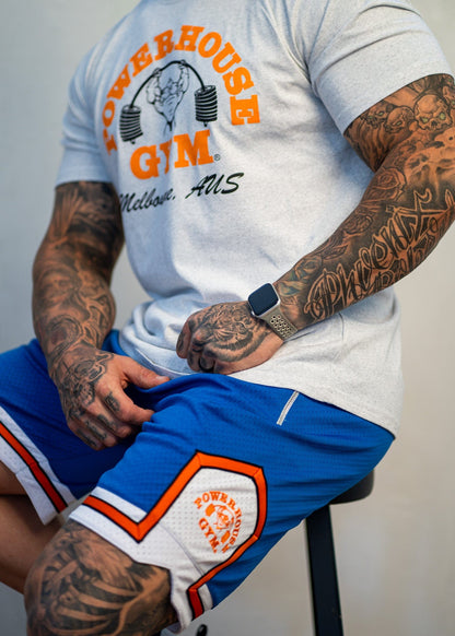 Powerhouse Gym Pro Shop Retro Basketball Shorts Blue/Orange