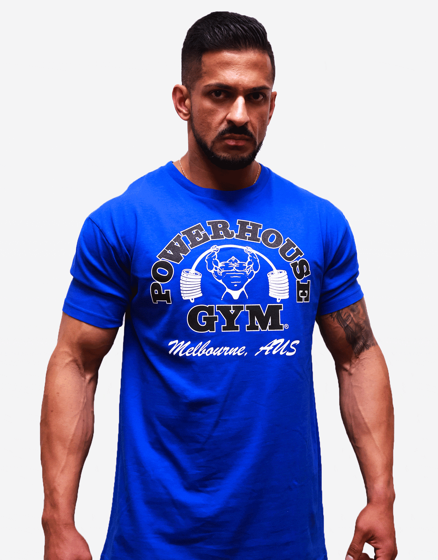 Powerhouse Gym Pro Shop Small Block T-Shirt Royal Blue/Black