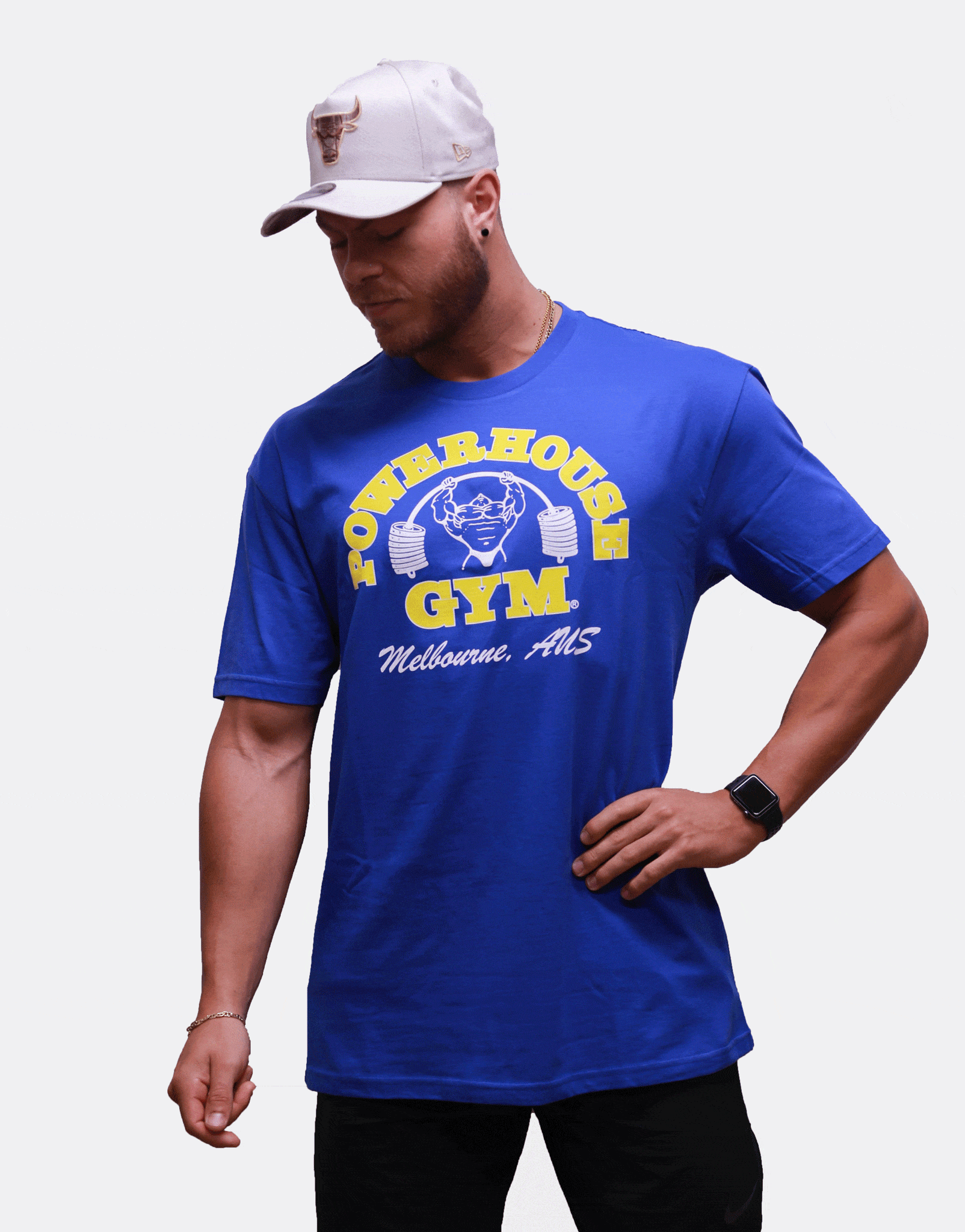Powerhouse Gym Pro Shop Small Block T-Shirt Royal Blue/Yellow