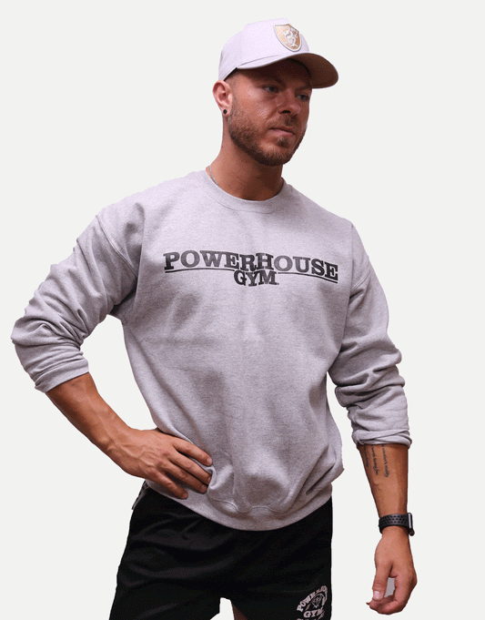 Powerhouse Gym Pro Shop Small Crewneck Grey/Black Text