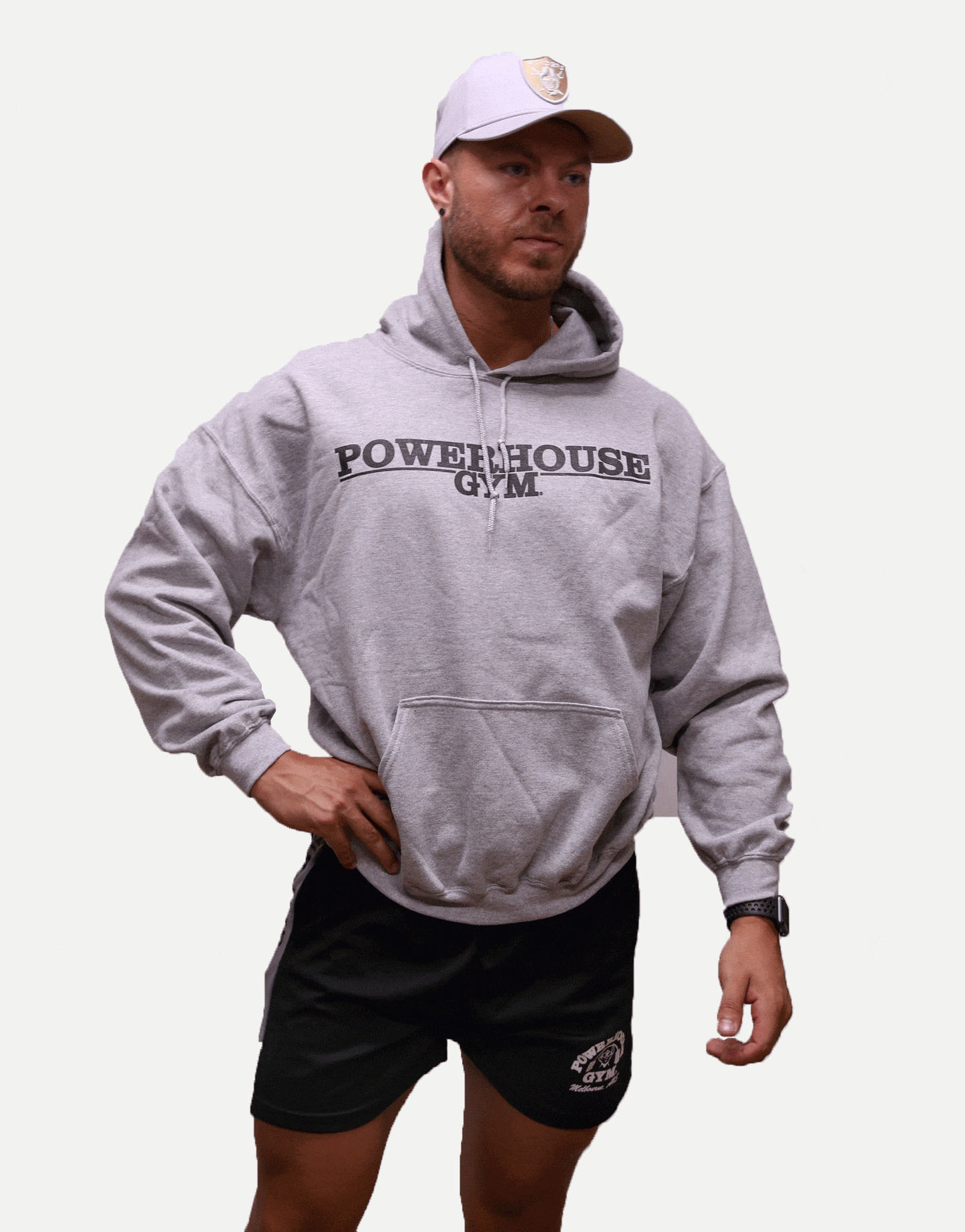 Powerhouse Gym Pro Shop Small Hoodie Grey/Black Text