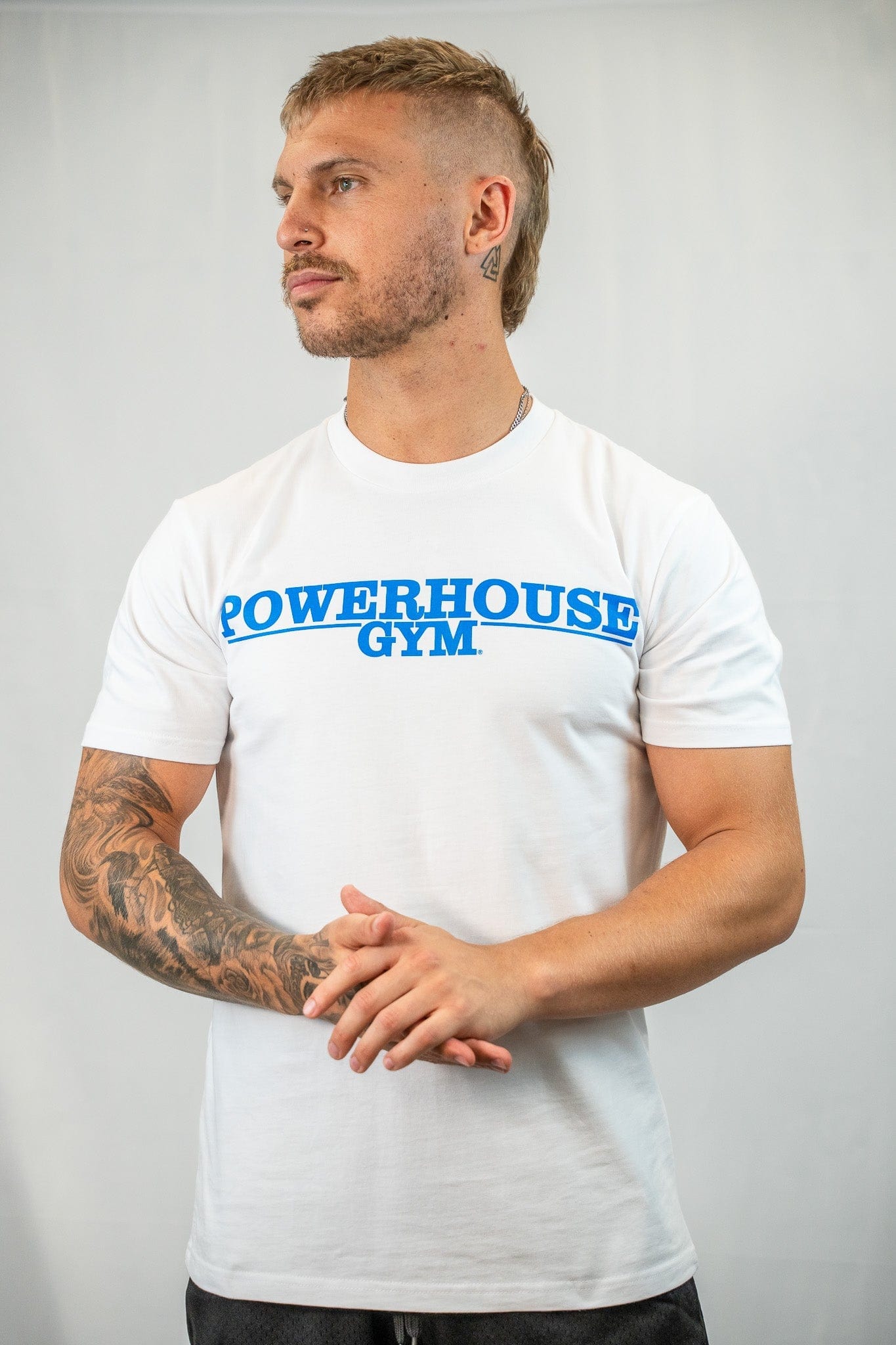 Powerhouse Gym Pro Shop Small T-Shirt PHG Edition White/ Blue
