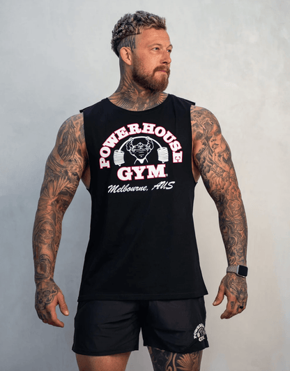 Powerhouse Gym Pro Shop Solid Tank Black - White/Red