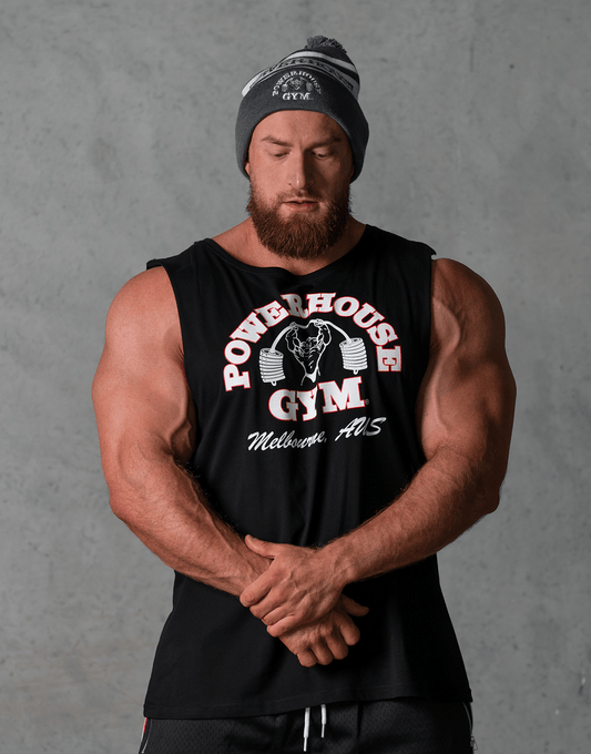 Powerhouse Gym Pro Shop Solid Tank Black - White/Red