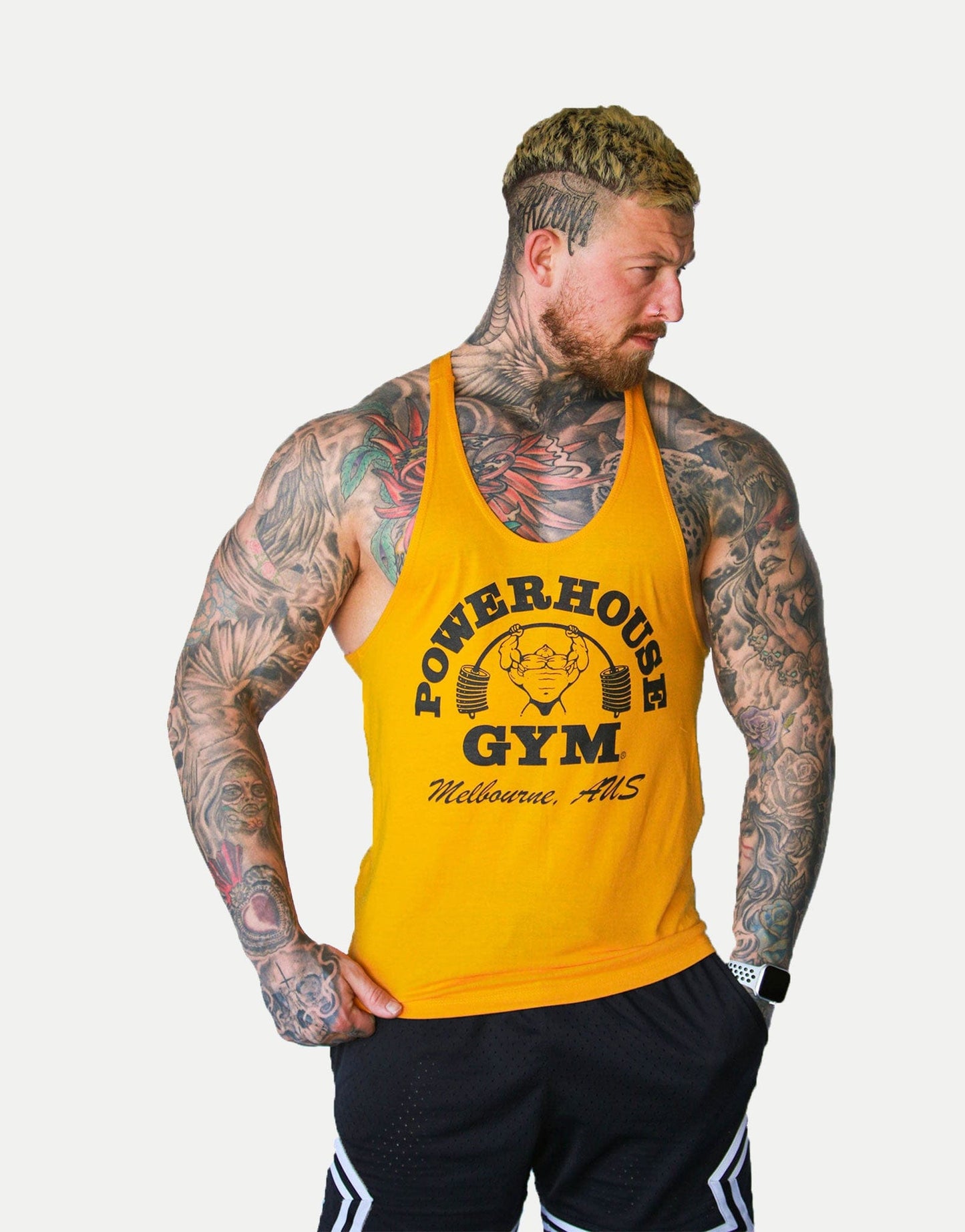 Powerhouse Gym Pro Shop T-Back Tank - Gold