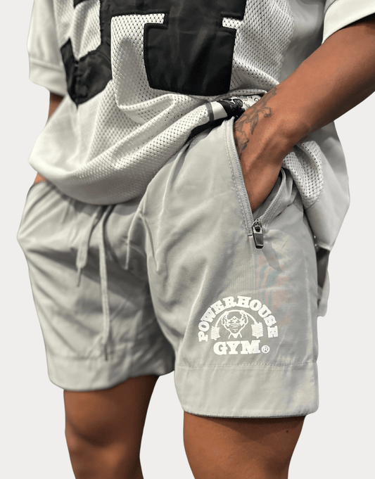 Powerhouse Gym Pro Shop Track Shorts-Light Grey