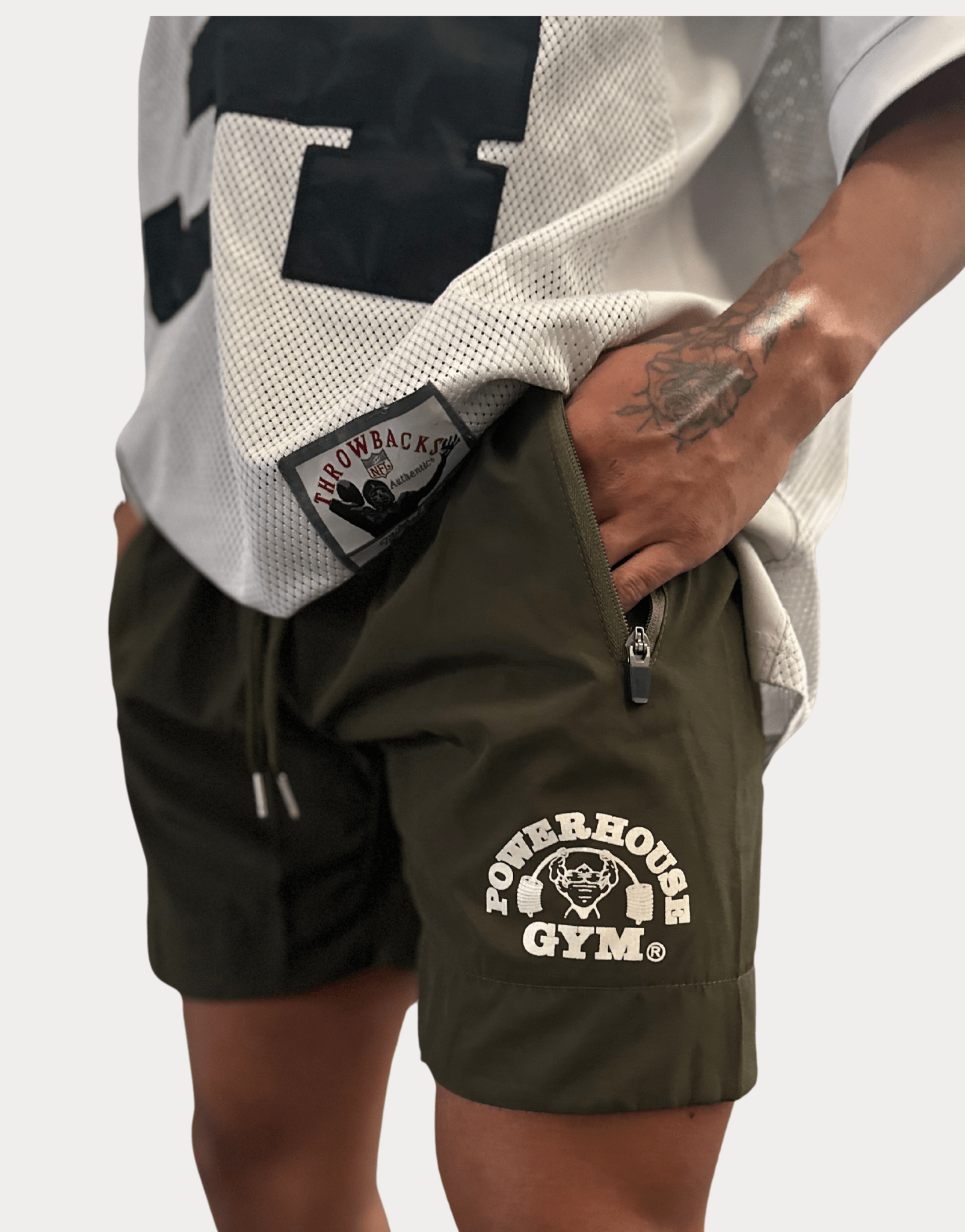 Powerhouse Gym Pro Shop Track Shorts-Olive