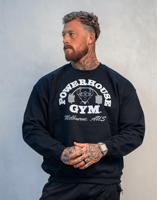 Powerhouse Gym Pro Shop Training Crewneck Black/White Text/Silver/Silver Man